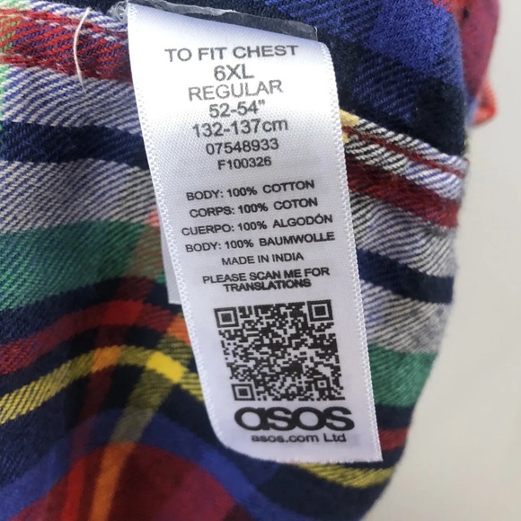 Asos Design Plus Oversized Aztec Check Button Up Shirt Red Big & Tall 6XL - Picture 5 of 5